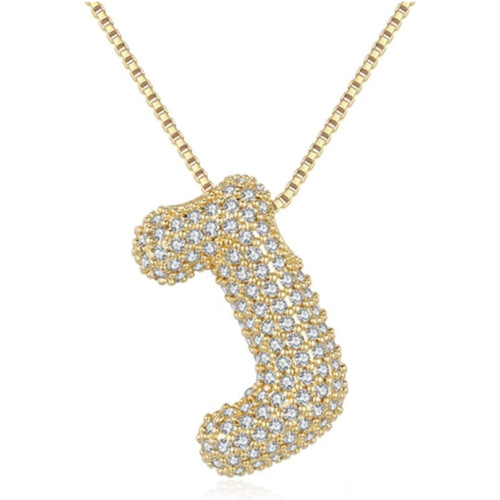 Bubble Letter Necklace 18K Gold Plated Initial Pendant