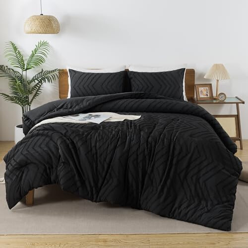 Black Boho King Comforter Set Microfiber 3-Piece 1