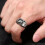 Men's Alloy Square Wolf Head Ring Gold Silver Size 9 7