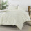 Ivory California King Comforter Set Boho Tufted Chevron 3-Pc 2