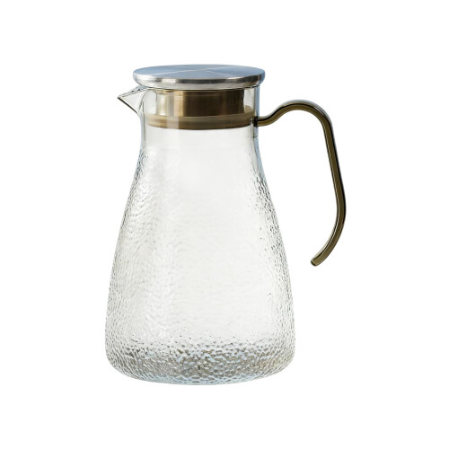 Yellow Plastic Water Pitcher with Hammered Steel Lid 1 Count 1