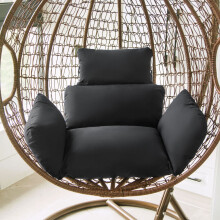 Egg Chair Cushion with Headrest Black Waterproof