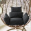 Egg Chair Cushion with Headrest Black Waterproof 1