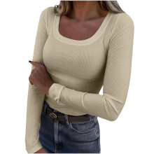 Women's Long Sleeve Scoop Neck Ribbed Knit Top