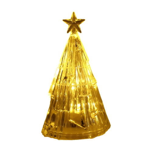 Gold Tabletop Christmas Tree with Lights 12in
