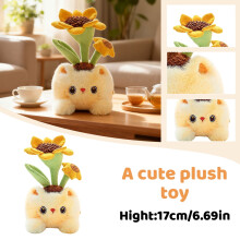 Mini Puppy Plush Toy with Sunflower 6.69 inch