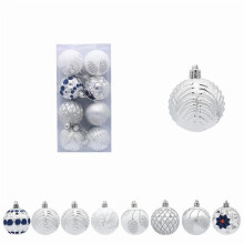 Christmas Ball Ornaments White Silver Glitter 8 pcs