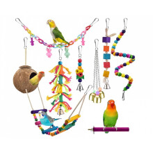 Bird Swing Toy with Ladder and Coconut for Cockatiels