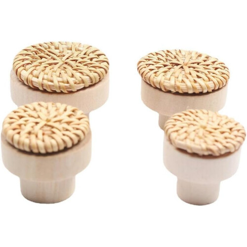 Wooden Cabinet Handle Round Log Style 45mm White 4 pcs 1