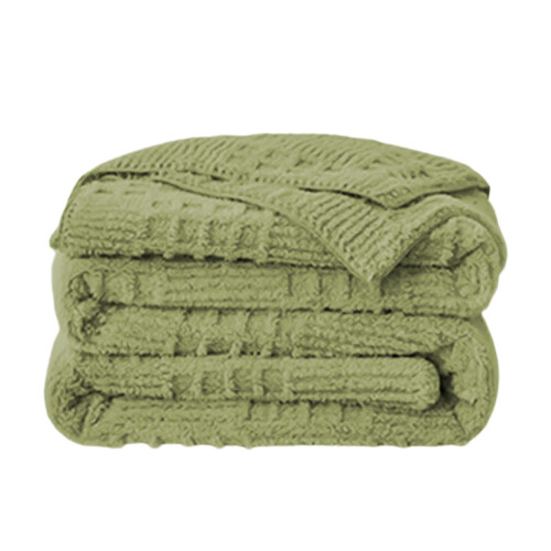 Fleece Blanket Soft Warm Throw Green Polyester 50x60in 1