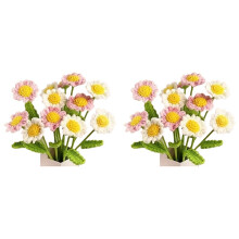 24 STUKS Handgemaakte Daisy Gehaakte Garen Haak Bloem Gebreid Boeket Verjaardagscadeau Home Decoratie Feest Bruiloft Decor
