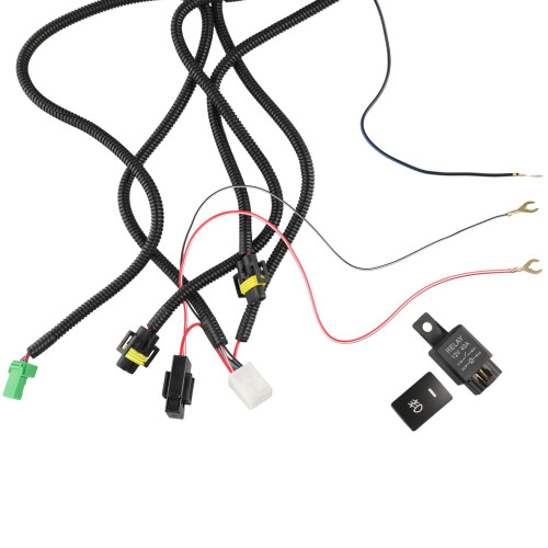 H11 Fog Light Wiring Harness with LED Indicator Switch and 2