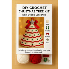 Crochet Christmas Tree Kit Pearl Ribbon Decor