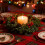 Christmas Candle Ring Wreath Flocked Pine Red Berries 5
