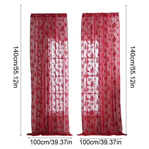Christmas lace curtains red 140x100cm 2 panels 2