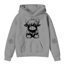 Girls Oversized Hooded Sweatshirt with Cow Print, Long