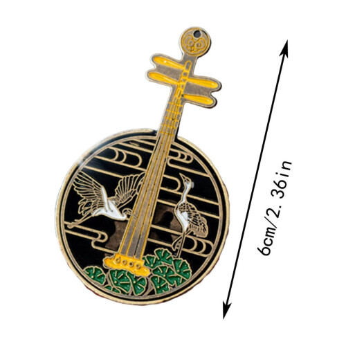 Shamisen and Crane Enamel Pin 1 piece 1