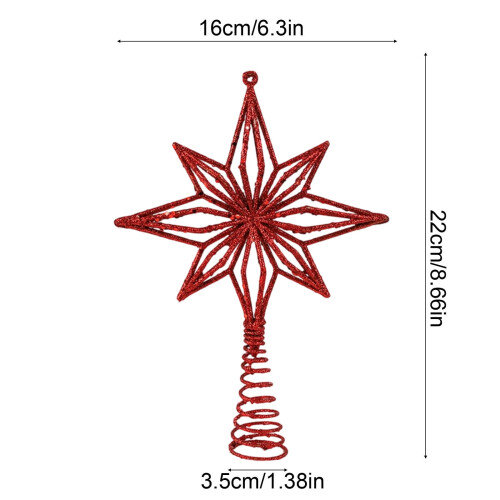 Glitter Hollow Star Christmas Tree Topper 1pc 2