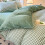 Gingham Duvet Cover Set Full Size Green Plaid Bedding with 6
