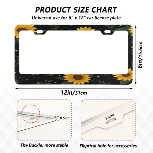Aluminum License Plate Frame Car Tag Holder 2 Pack Yellow 1