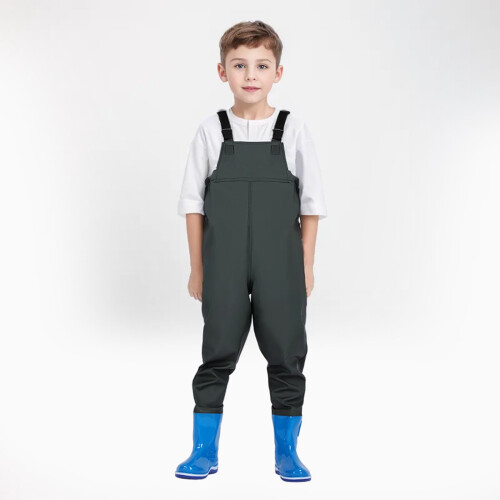 Kids Chest Waders Waterproof Solid Color with Boots 1