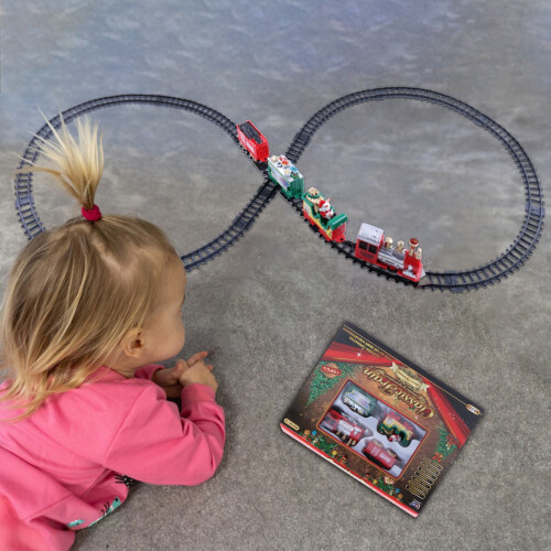 Christmas Train Set Battery-Powered Locomotive with 10 2