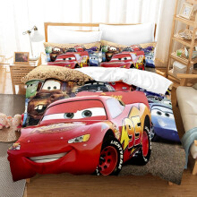 (Single 150x200CM) Pixar Cars Lightning Mcqueen Single Double 3D Duvet Cover Kids Cartoon Quilt Cover