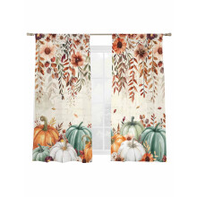 Pumpkin Sheer Curtains Brown Vintage Light-Filtering Voile