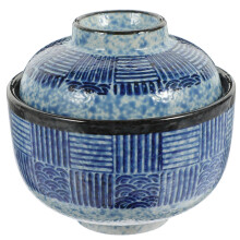 Ceramic Bowl with Lid 6.5 Inch Multicolor