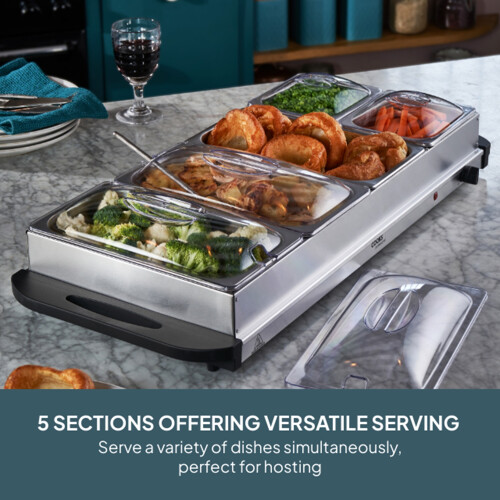 Cooks Professional Cooks Professional 5 Section Buffet Warmer | 9.6L | Silver 1