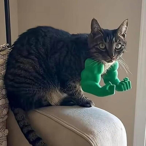 3D Printed Cat Muscle Arms Prop Green 2