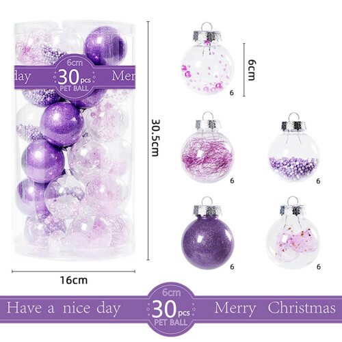 Christmas Balls Ornaments Set Purple Plastic 30 pcs 1