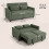 Homcom (Green) HOMCOM Sofa Bed, 4-in-1 Convertible Pull Out Sleeper Sofa 3