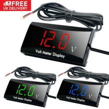 UK 12V LED Digital Display Voltmeter Car Motorcycle Voltage Gauge Panel Meter