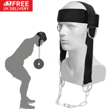 Adjustable Neck Trainer Head Harness For Weight Lifting Chain Chin Strap Gym UK