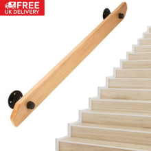39" Wooden Handrail Stair Rail Grab Balustrade Staircase Banister Bar Wall Mount