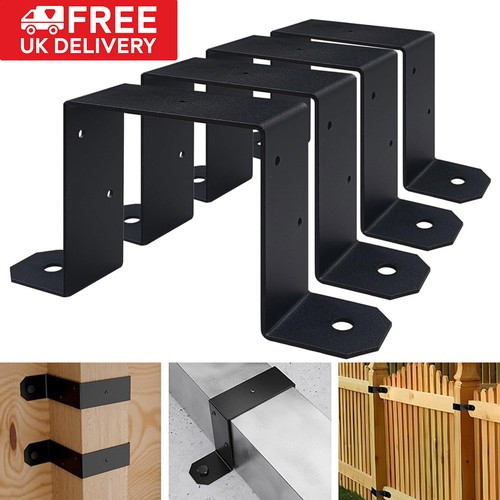 4x Heavy Duty Fence Post Support Bracket Post Ties Strap Post Ties U Bracket UK 1