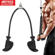 Ergonomic Tricep Rope Pull Down Gym Cable Attachment Handle Grip Bar Workout UK
