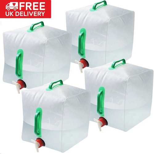 4x 20L Water Carrier Container Foldable Collapsible with Tap Camping Bottle Bag 1