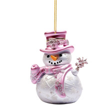 Pink and Silver Snowman Christmas Ornament 1 Pack