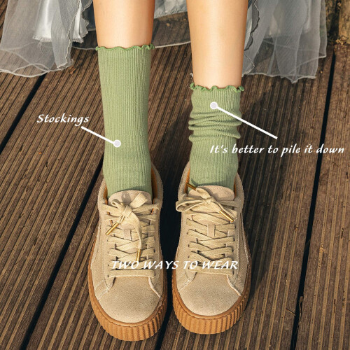 Women Ankle Socks Lace Edge Solid Color 3 Pairs White 1