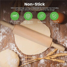 Premium Wooden Rolling Pin 16.5 Inches Ideal for Baking Pizza, Pasta, Cookies, and More Ergonomic Design B