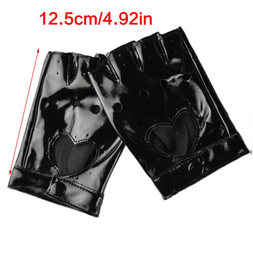 Fingerless Motorcycle Gloves PU Leather Punk Style 2