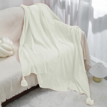 Acrylic Knitted Sofa Blanket with Wind Fringe 39.3x27.5 in