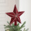 Velvet Glitter Star Tree Topper Red Silver 7.87 inch 2