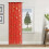 Red sheer Christmas curtains with gold tree pattern 108x52 5