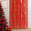 Red sheer Christmas curtains with gold tree pattern 108x52 6