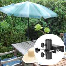 Outdoor Umbrella Holder Metal Clamp Stand Black