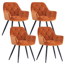 (Set of 4 chairs, Orange) 2/4 Dining Chairs Velvet Chairs home & restaurants
