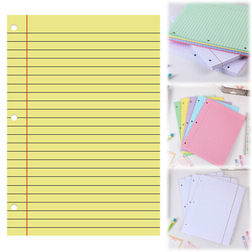 Lined Paper College Ruled 200 Sheets 3-Hole Punched Yellow 1